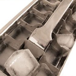 vintage ice cube trays, aluminum metal pull handle release lever
